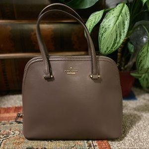 Kate Spade bowler bag style purse/satchel/handbag in mushroom pebbled leather.